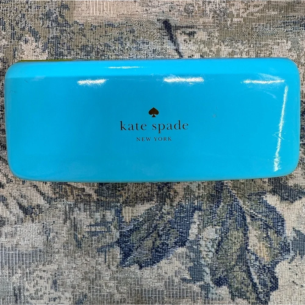 Kate Spade New York Hard Shell Turquoise/Green Eyewear Case w/signature logo